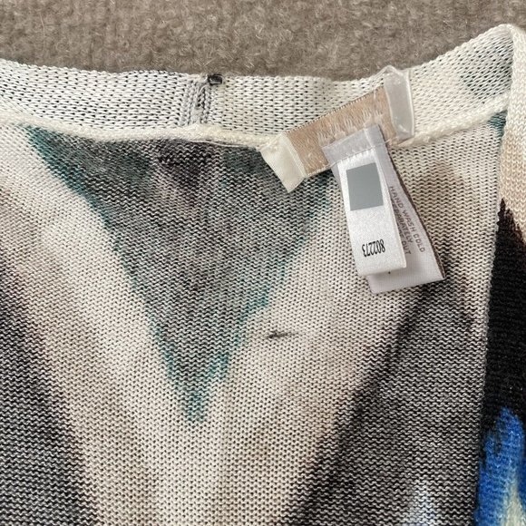 Chico’s Cardigan Womens Size 1 Medium Chevron Lightweight Sweater Black Teal - Picture 5 of 10